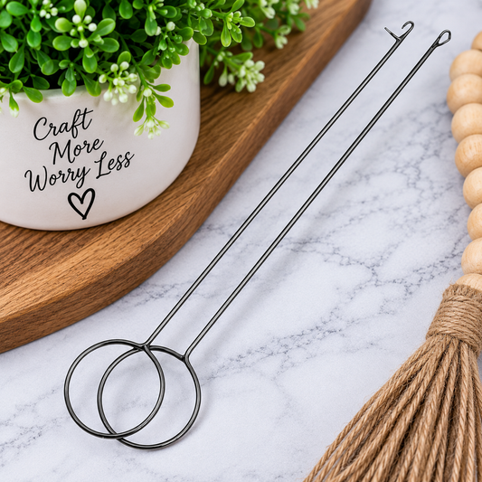 Tall and short metal loop turner tools with ring handles for DIY crafts, bead projects, keychains, freshies and other handmade projects from FSOH.