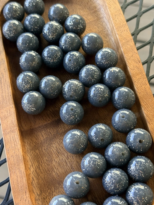FSOH Silver Mist Jelly 15mm silicone beads in smoky gray shimmer finish for pens, keychains, jewelry, and DIY crafts
