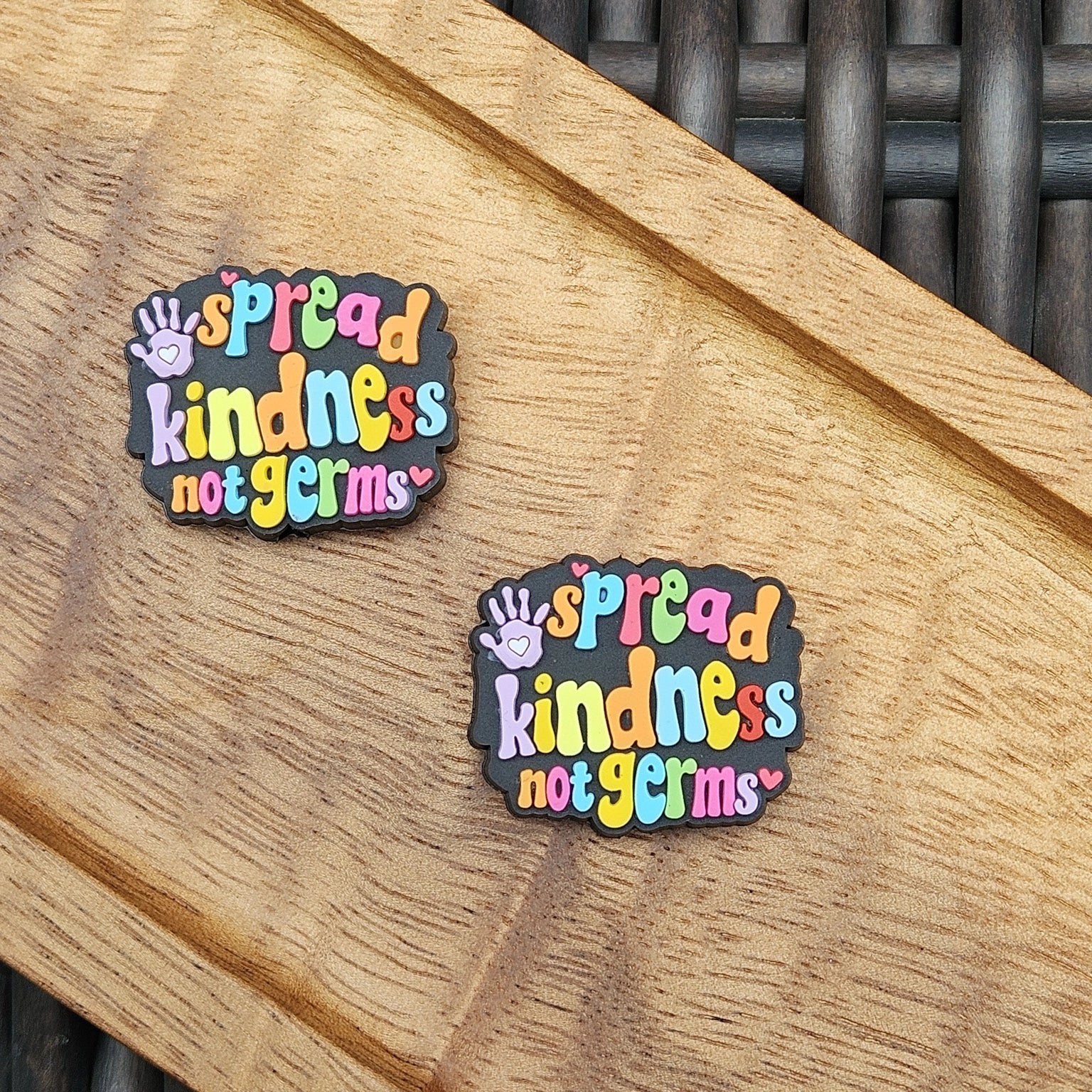 Colorful Spread Kindness Not Germs silicone focal bead for beadable pens, teacher gifts, nurse gifts, badge reels, keychains, wristlets, bookmarks, and DIY craft projects.