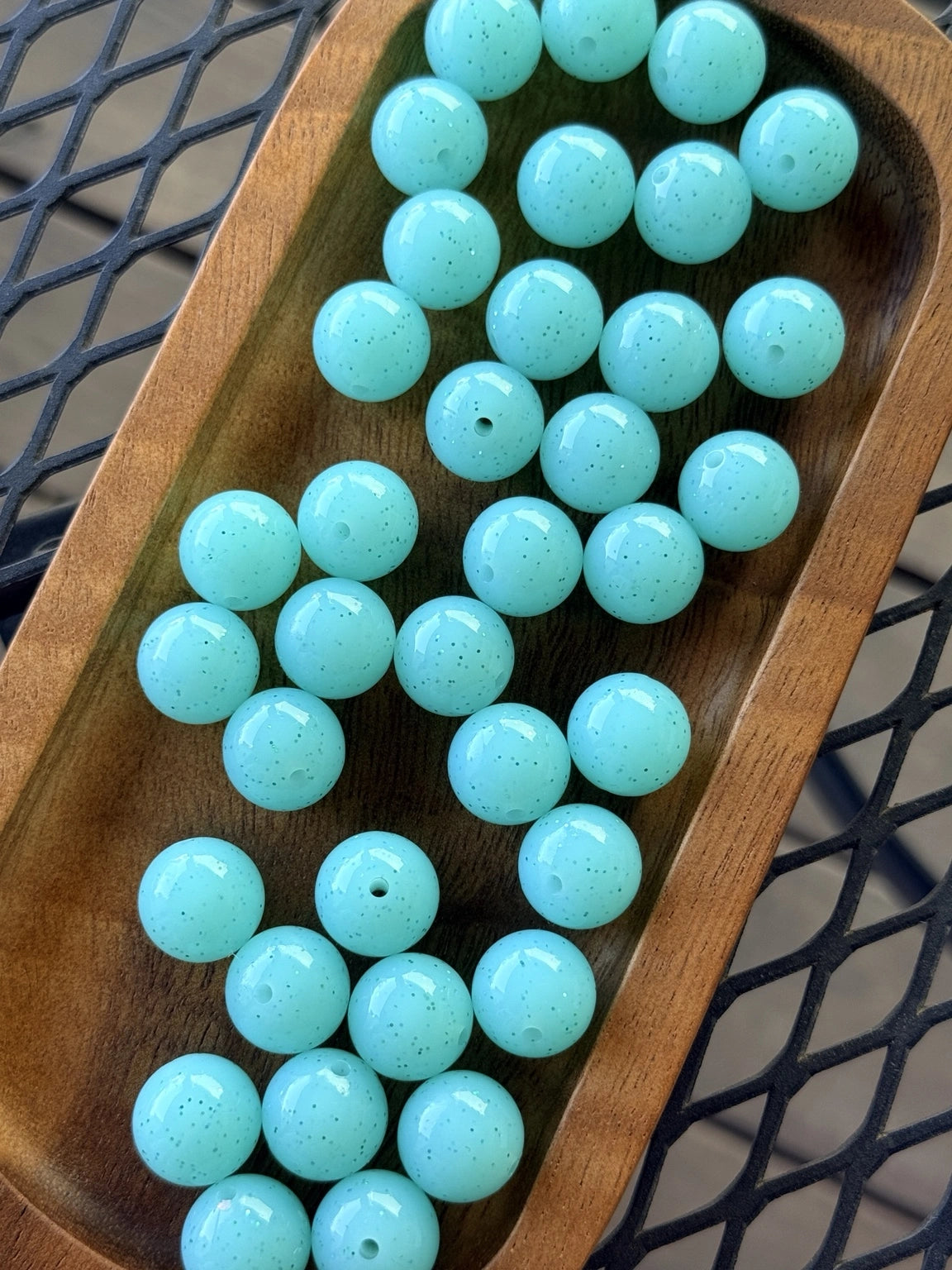 FSOH Turquoise Tide Jelly 15mm silicone beads in ocean blue speckled finish for pens, keychains, jewelry, and DIY crafts